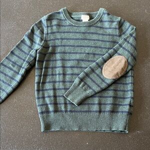 Crewcuts Green and Blue Striped Sweater with Tan Elbow Patch